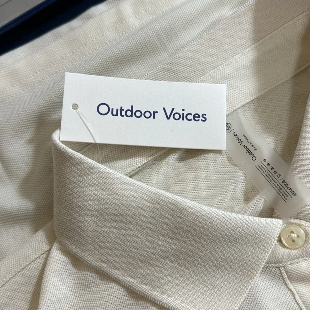 Outdoor Voices Birdie Cropped Polo‎ Women's XXL Milk Stone NWT - Picture 9 of 13